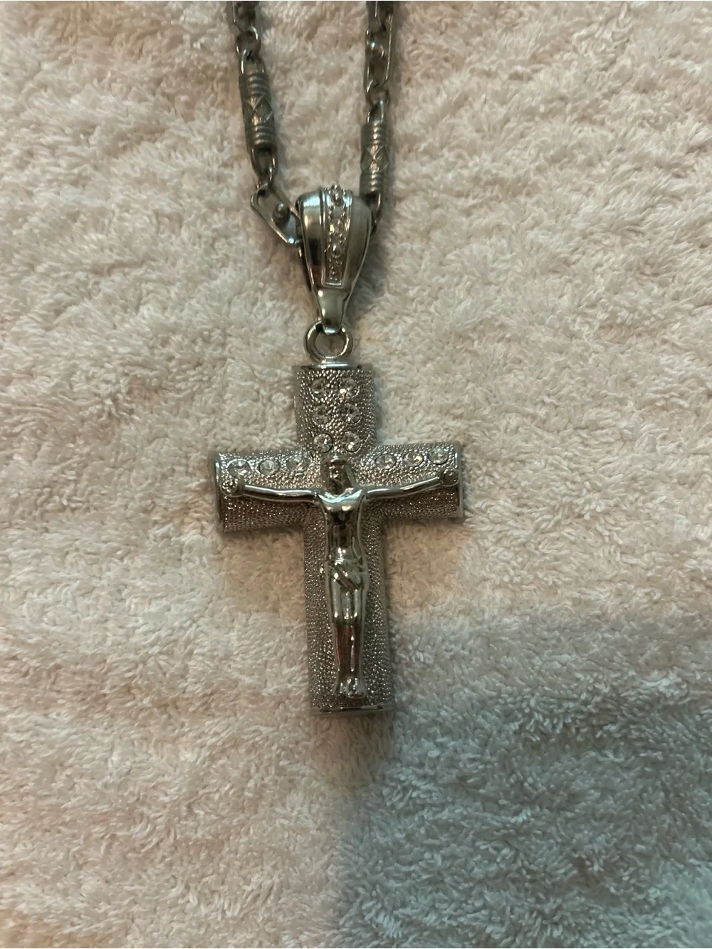 Silver Cross Pendant Jesus on Cross